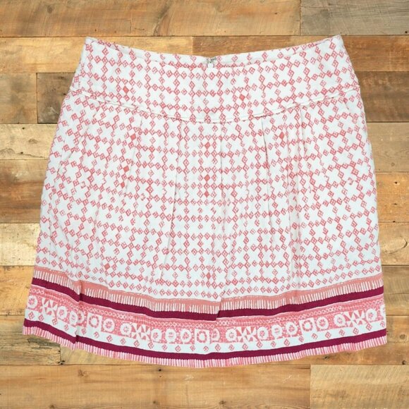 Ann Taylor Loft Skirt Women's Size 10 Linen Blend Stripe Pockets Zip Closure - Picture 1 of 4